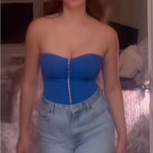 Princess Polly  Blue Lace Corset adjustable size 10